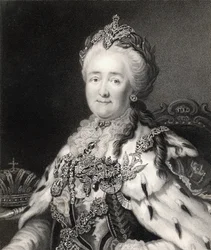 Katarina II (1729-96) av Ryssland, från "Gallery of Portraits", publicerad 1833.
